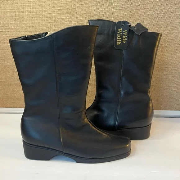 PEERAGE Simone Wide Width Leather Black Boot Size 7.5 Wide Width - Picture 13 of 13